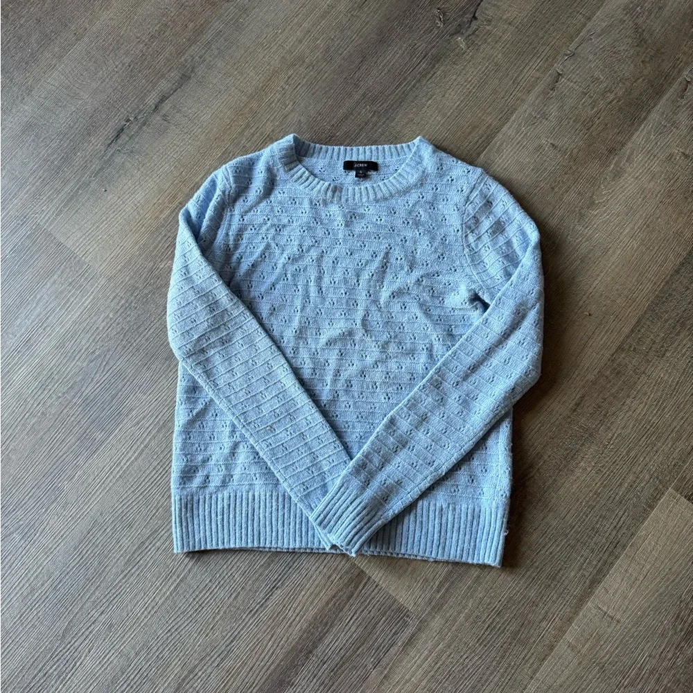 J. Crew Light Blue Textured Crew Neck Sweater - Picture 12 of 14